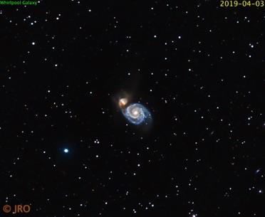 M51 Whirlpool galaxy 04/03/2019  28 x 105sec subs QHY367C / RASA / MX+