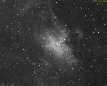 Eagle nebula RAW Ha untouched 7/9/17 60mins Ha, 30mins SII, 30mins OII Atik One 9.0 Narrowband
