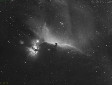 HorseHead nebula 7x5m subs. 35mins total exposure time.  6nm Ha ZWO ASI1600 on Takahashi FSQ-85EDX on Paramount MX+
