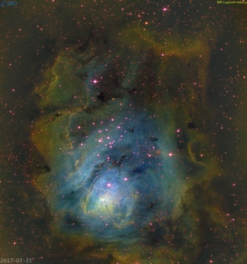 Lagoon nebula 20170715 45min Ha, 30min OIII, 30min SII  Atik One 9.0