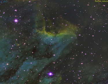 Pelican nebula June 11-12; 4-1/4 hours (51 5 minute subs) of Ha, SII and OIII
