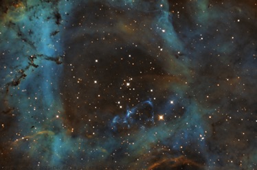 Rosette nebula captured 12/12 - 12/14 2021 with my GSO 14" RC sporting an ZWO ASI6200 with 2" Chroma 3nm NB filters on my MX+ mount. 1:35mins Ha, 1:10mins OIII and 40m SII, barely cropped!