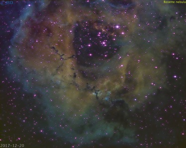 Rosette nebula 40 mins each Ha, SII and OIII 12/20/17