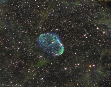Crescent nebula 7/30/17 Ha-SII-OIII 45 minutes exposure time processed 8/4/17 in pi