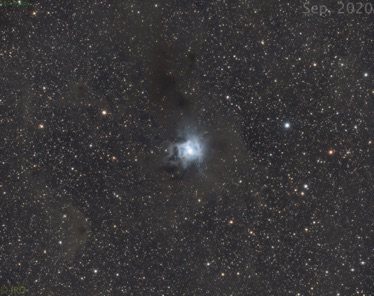 Iris nebula Sep 19, 20 and 23rd 2020.  ZWO ASI2600MC Pro on FSQ85 on MX+ 47 x 3m subs processed in pi