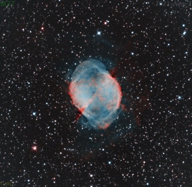 M27 8/3/21  35x5m subs stacked and processed from my 14" GSO RC using an ASI2400 OSC camera with an L-enh filter on my MX+ mount