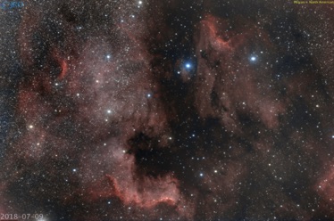 Pelican & North American nebulas  7/09/18  43 x 105sec subs QHY367C on RASA